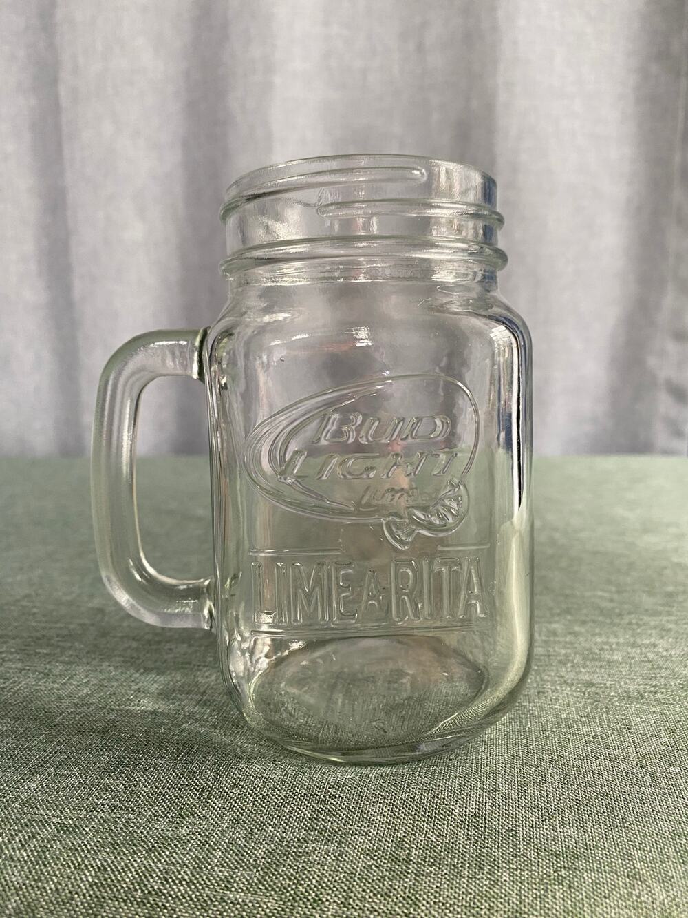 Bud Light Lime-A-Rita Glass Mason Jar Mug with Handle Barware 5.5 Inch